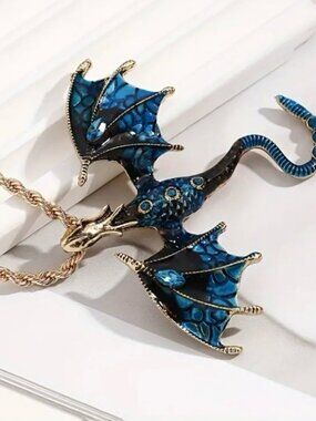 Betsey Johnson Azure Dragon Charm Necklace